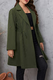 Casual Solid Frenulum Turn-back Collar Plus Size Overcoat