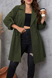 Casual Solid Frenulum Turn-back Collar Plus Size Overcoat