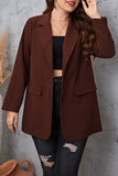 Casual British Style Solid Pocket Turn-back Collar Plus Size Overcoat