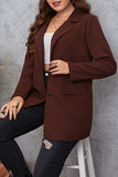 Casual British Style Solid Pocket Turn-back Collar Plus Size Overcoat