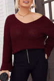 Casual Simplicity Solid V Neck Plus Size Tops
