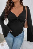 Sexy Simplicity Solid Asymmetrical V Neck Plus Size Tops