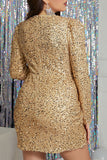 Sexy Solid Sequins V Neck A Line Plus Size Dresses