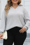 Casual Solid Basic V Neck Plus Size Tops