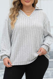 Casual Solid Basic V Neck Plus Size Tops