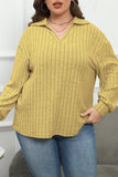 Casual Solid Basic V Neck Plus Size Tops