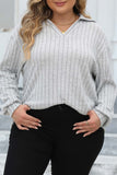 Casual Solid Basic V Neck Plus Size Tops