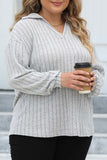 Casual Solid Basic V Neck Plus Size Tops