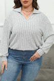 Casual Solid Basic V Neck Plus Size Tops