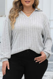 Casual Solid Basic V Neck Plus Size Tops