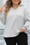 Casual Solid Basic V Neck Plus Size Tops