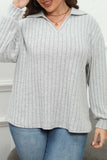 Casual Solid Basic V Neck Plus Size Tops