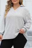 Casual Solid Basic V Neck Plus Size Tops