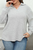 Casual Solid Basic V Neck Plus Size Tops