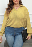 Casual Solid Basic V Neck Plus Size Tops