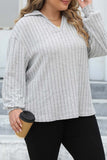 Casual Solid Basic V Neck Plus Size Tops