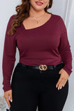 Casual Solid Basic Oblique Collar Plus Size Tops