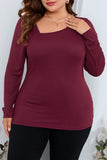 Casual Solid Basic Oblique Collar Plus Size Tops