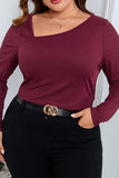 Casual Solid Basic Oblique Collar Plus Size Tops