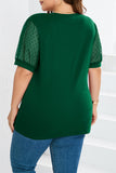 Casual Solid Mesh V Neck Plus Size Tops