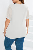 Casual Solid Mesh V Neck Plus Size Tops
