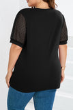 Casual Solid Mesh V Neck Plus Size Tops