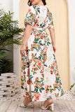 Vintage Elegant Geometric Print Bandage V Neck Printed Dress Plus Size Dresses(7 Colors)