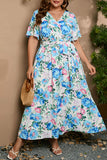 Vintage Elegant Geometric Print Bandage V Neck Printed Dress Plus Size Dresses(7 Colors)