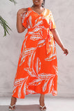 Vintage Elegant Geometric Print Bandage V Neck Printed Dress Plus Size Dresses