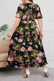 Vintage Elegant Geometric Print Bandage V Neck Printed Dress Plus Size Dresses