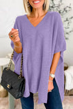 Casual Simplicity Solid Slit V Neck Sweaters(10 Colors)