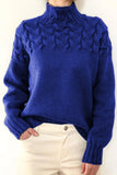 Casual Solid Weave Turtleneck Tops
