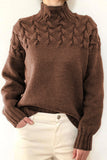 Casual Solid Weave Turtleneck Tops