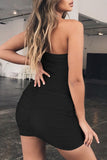 Sexy Party Solid Fold Strapless Wrapped Skirt Dresses