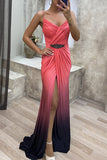 Sexy Party Gradual Change Slit Fold V Neck Sling Dress Dresses