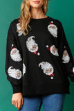 Casual Santa Claus Sequins O Neck Tops