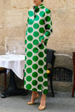 Casual Geometric Print Pocket Mandarin Collar Irregular Dress Dresses