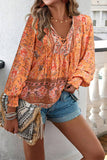 Elegant Floral Bandage V Neck Tops