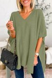 Casual Simplicity Solid Slit V Neck Sweaters(10 Colors)