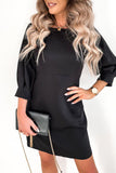 Elegant Solid With Bow Zipper O Neck Pencil Skirt Dresses