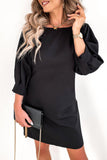 Elegant Solid With Bow Zipper O Neck Pencil Skirt Dresses