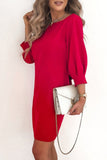 Elegant Solid With Bow Zipper O Neck Pencil Skirt Dresses