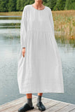 Casual Simplicity Solid O Neck Long Sleeve Dresses