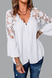 Sexy Solid Lace Buttons V Neck Tops