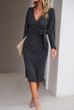 Celebrities Elegant Solid Frenulum V Neck One Step Skirt Dresses