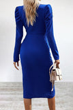 Elegant Solid Slit Asymmetrical O Neck Irregular Dress Dresses