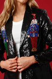 Casual Solid Sequins Turn-back Collar Outerwear