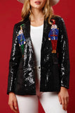 Casual Solid Sequins Turn-back Collar Outerwear