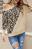 Street Leopard Asymmetrical Weave Turtleneck Tops