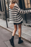 Street Striped Contrast O Neck Tops